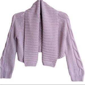 Express Cable Knit Cropped Cardigan Sweater Purple Size: S